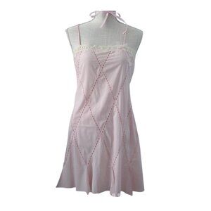 Victorias Secret Angels Pink L Lace Trim mini Slip Dress lingerie sexy feminine